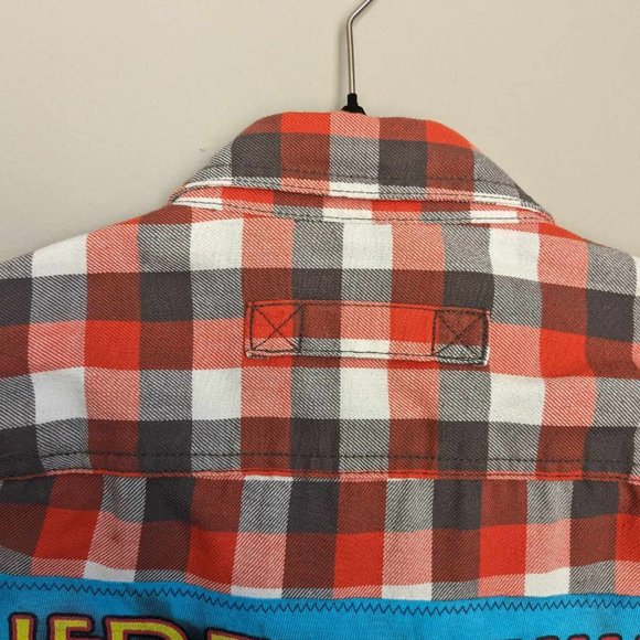 Led Zeppelin Music Band Custom Orange Plaid Flannel Button Down Shirt Large Tall - Picture 4 of 7